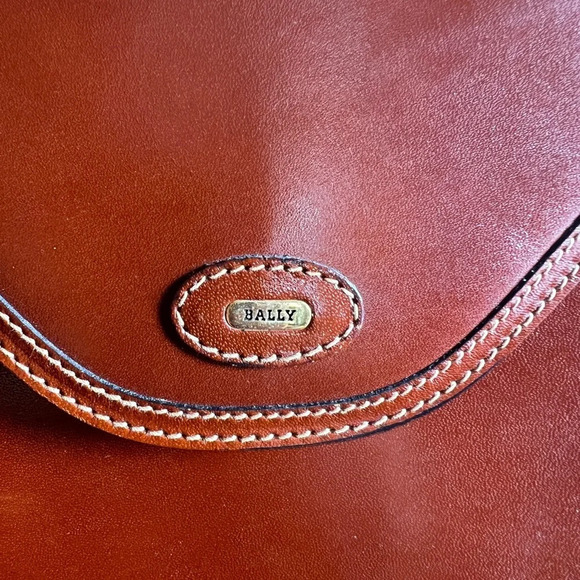 Bally Vintage Brown Leather Top Handle Purse with Strap Made in Italy - Picture 5 of 13